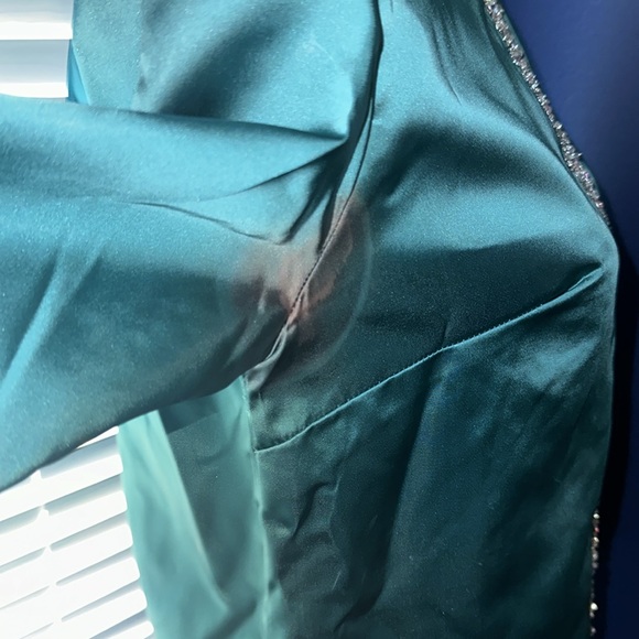 Vintage 1970s Emerald Green Mini Dress – Handmade – Long Sleeve – Size Small - Picture 6 of 10